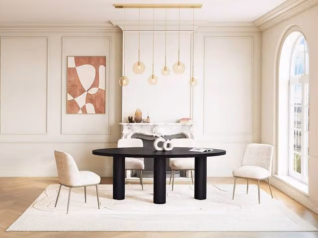 Vente-unique FALYN 8-Seater Oval Dining Table in Black Ash Wood Veneer, W: 220 cm, D: 110 cm, H: 75.5 cm