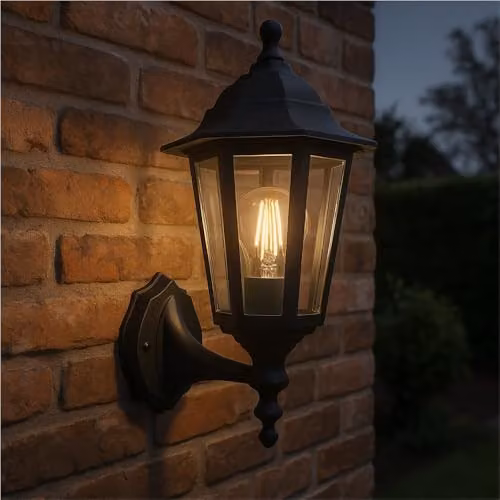 Loops Modern Black Metal Wall Light with E27 Socket, IP44 Rated, Dimmable LED Ceiling Lamp for Living Room, Bedroom or Hallway – 1