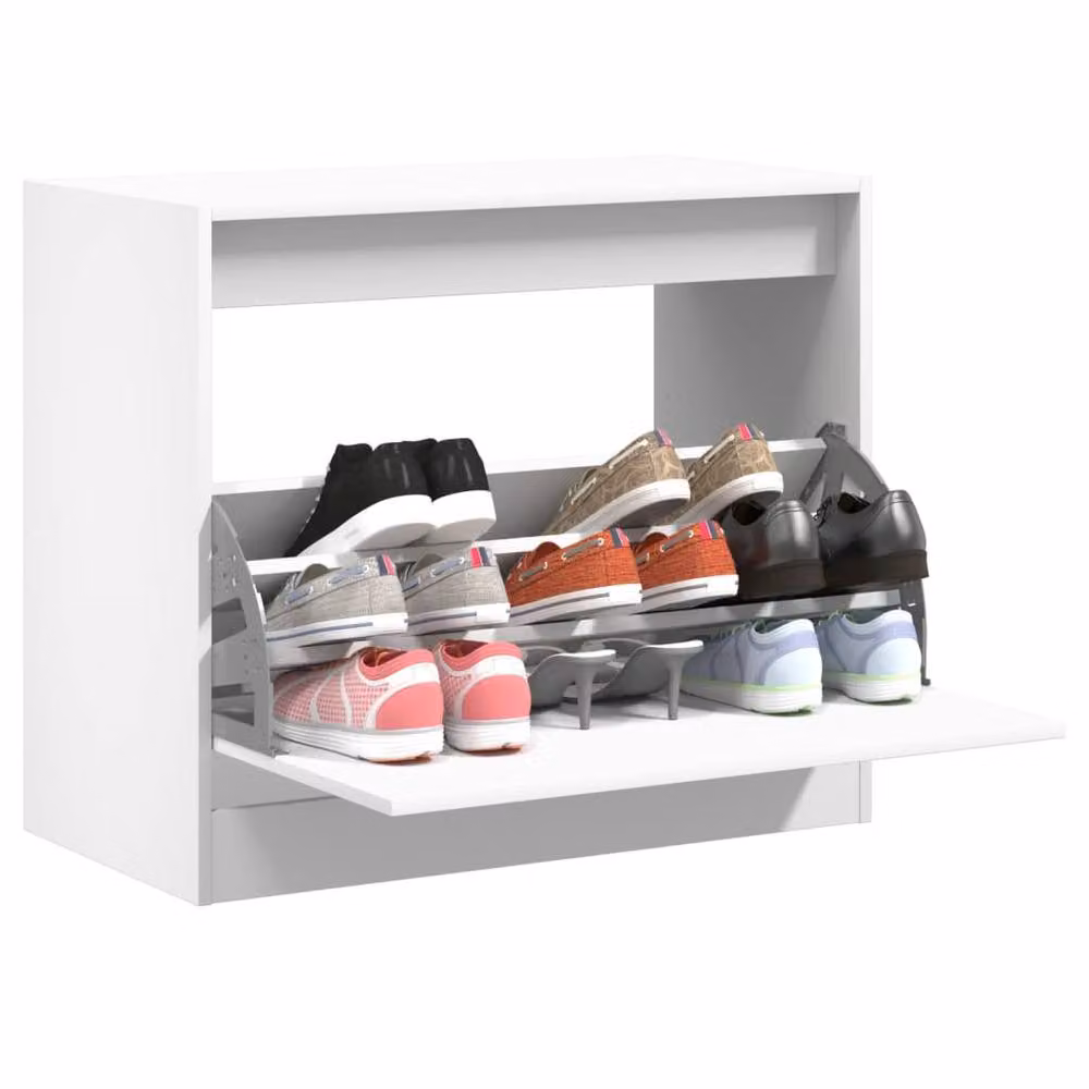 Berkfield Home Modern White Shoe Cabinet with Tilting Compartments, W/D/H: 80 x 42 x 69 cm – 2