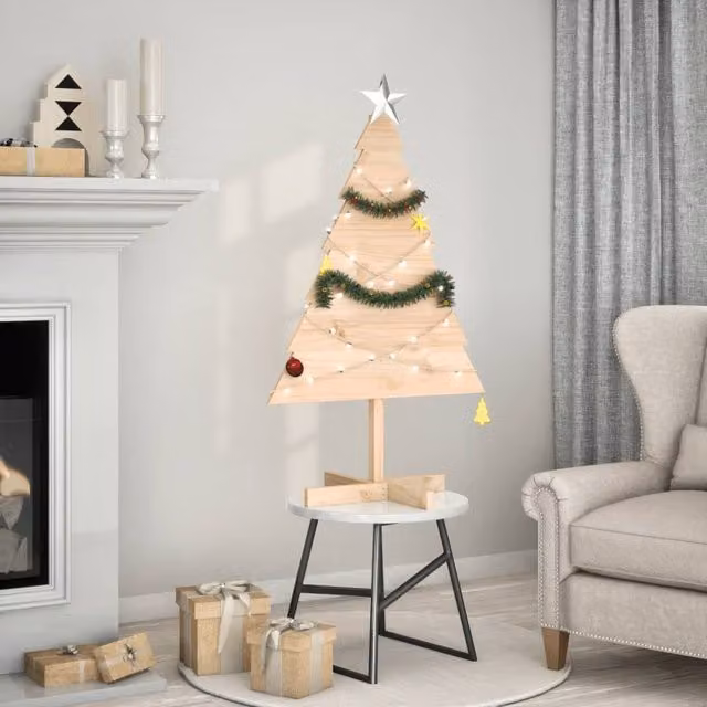 Berkfield Home Rustic Brown Solid Wood Freestanding Christmas Tree, Height: 110 cm – 1