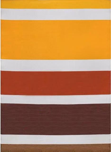 The Rugs Rainbow Collection Modern Outdoor Rectangular Striped Rug in Yellow and Multicolour, Width: 120 cm