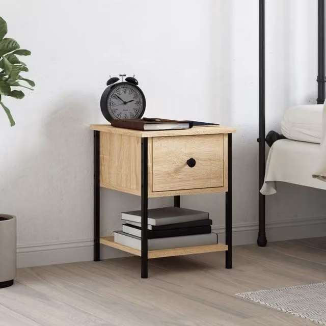 Berkfield Home Sonoma Oak Bedside Table in Brown, W/D/H: 34 x 35.5 x 45 cm – 1