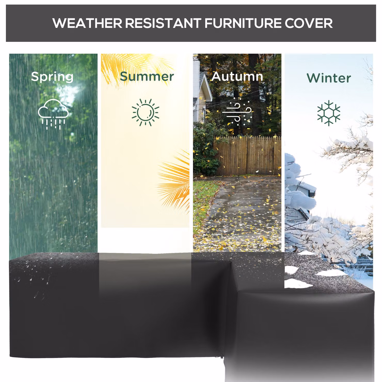 Outsunny Water-Repellent L-Shaped Corner Sofa Protective Cover, W/D/H: 250 x 250 x 79 cm – 4