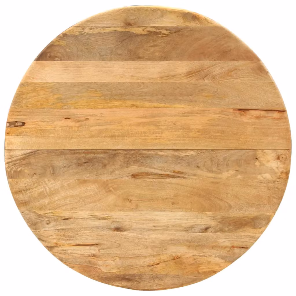 Berkfield Home Round Mango Wood and Steel Dining Table in Brown, Diameter: 110 cm, Height: 78 cm – 2