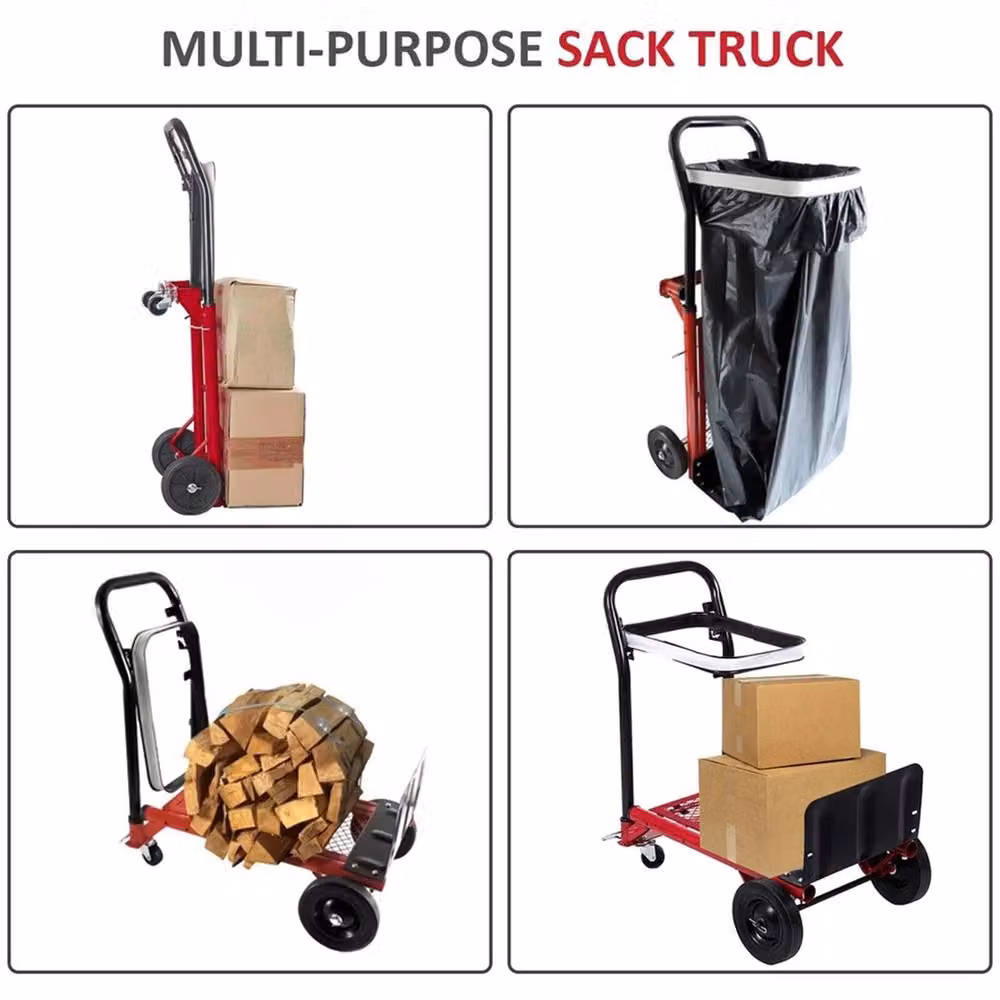 VOGREX Heavy Duty Folding Hand Cart Industrial Steel Sack Truck Trolley in Black – 5