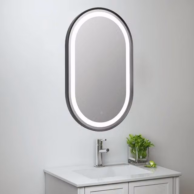 Bathroom Kingdom Martha Black Oval LED Mirror W: 50 cm, H: 80 cm