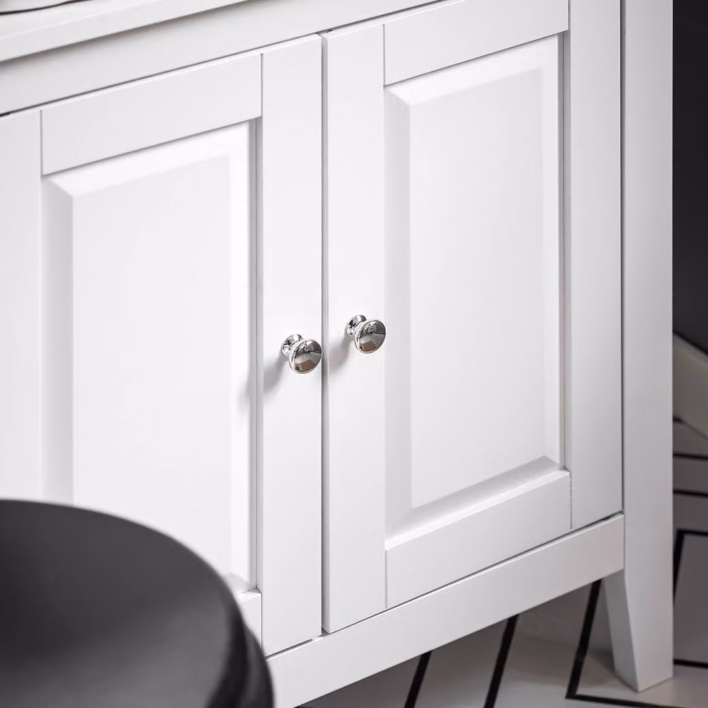 SoBuy Modern White Under Sink Bathroom Storage Cabinet with Hinged Doors and Internal Shelves – 5