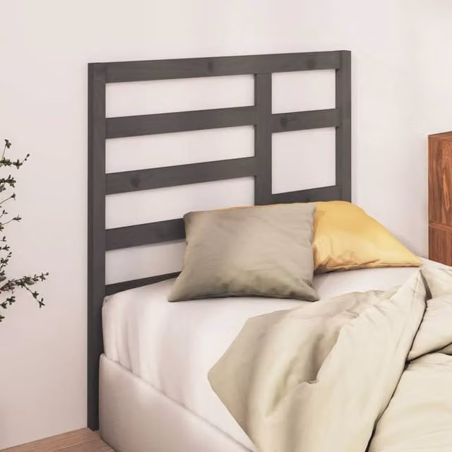 Berkfield Home Beautiful Bed Headboard in Grey Solid Pine Wood, W/D/H: 81 x 4 x 104 cm – 1