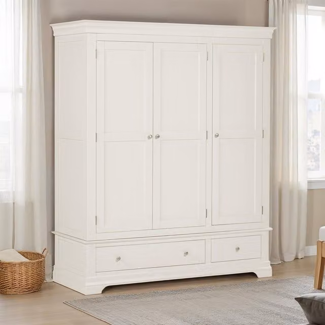 Seconique Bordeaux 3 Door Wardrobe with Integrated Drawers in Ivory and White
