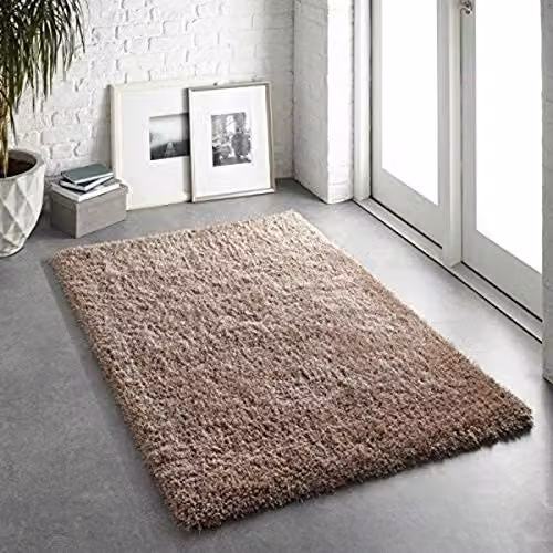 Rugs Direct Hand-Tufted Plain Rectangular Polyester Rug in Brown