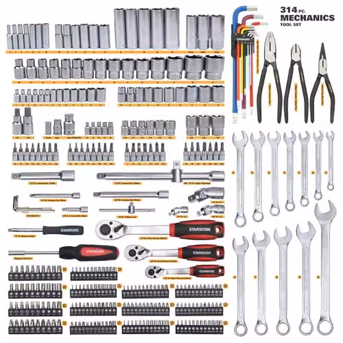 STARWORK True Mechanic 314-Piece Professional Metric Mechanics and Socket Tool Set in Black Chrome Vanadium Steel – 4