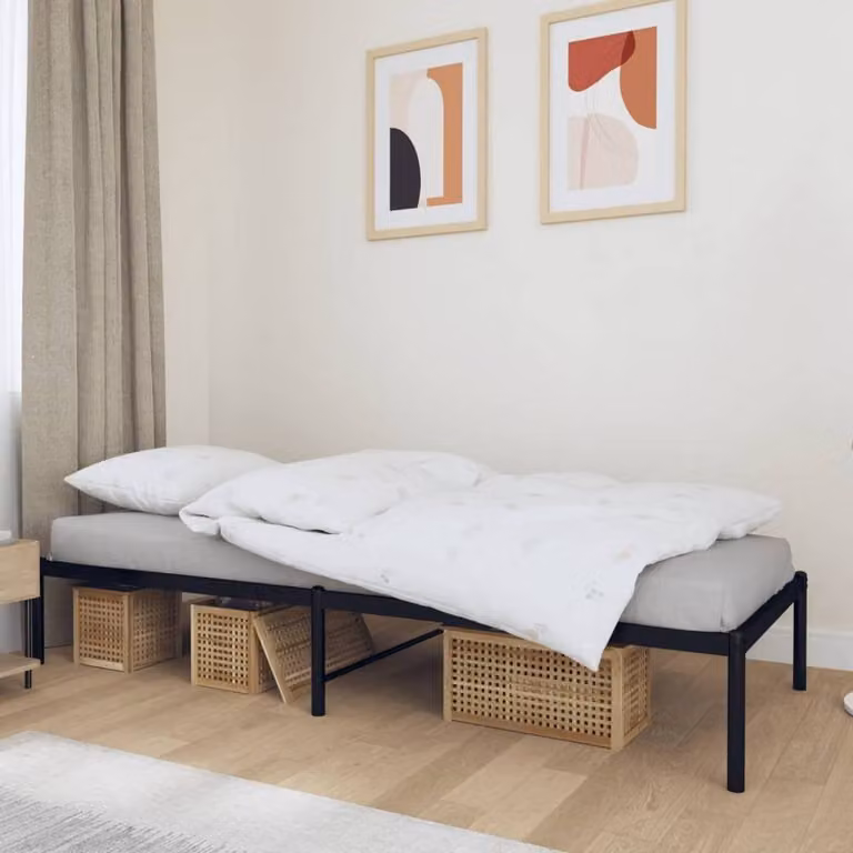 Berkfield Home Minimalist Metal Single Bed Frame in Black, W: 90 cm, L: 190 cm