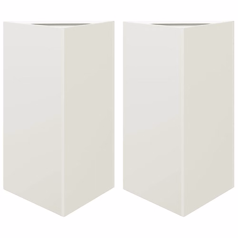 Berkfield Home Garden Triangular Steel Planters, 2 Pack, White, W: 50 cm, D: 43 cm, H: 75 cm – 3