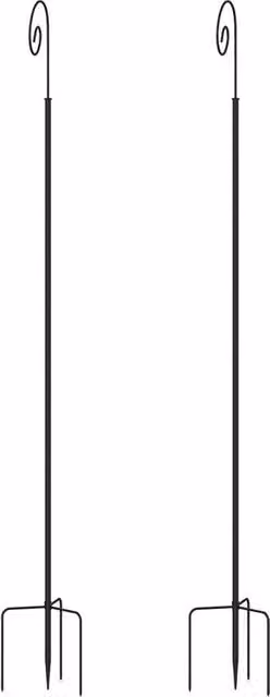 KORVIXA Black Metal Double Shepherd Hooks for Outdoor Garden Hanging Support