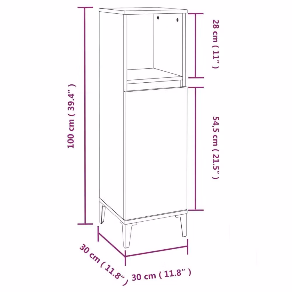 Berkfield Home Smoked Oak Bathroom Cabinet in Brown, W/D/H: 30 x 30 x 100 cm – 5