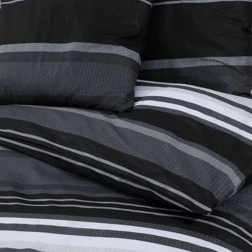 Berkfield Home Striped Cotton Duvet Cover and Pillowcase Set in Black and White, W: 225 cm, H: 220 cm – 5