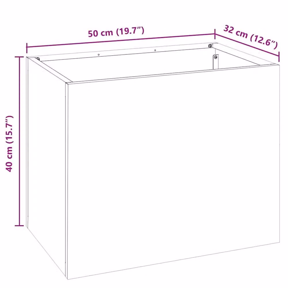 Berkfield Home Brown Weathered Steel Garden Planter Tub W: 50 cm, D: 32 cm, H: 40 cm – 5