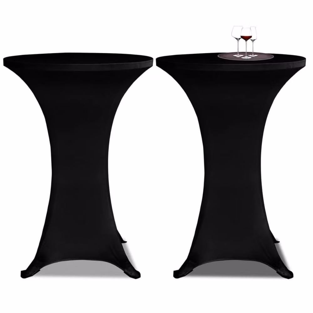 Berkfield Home Black Stretch Standing Table Covers, 4 Pack, Diameter: 70 cm – 3