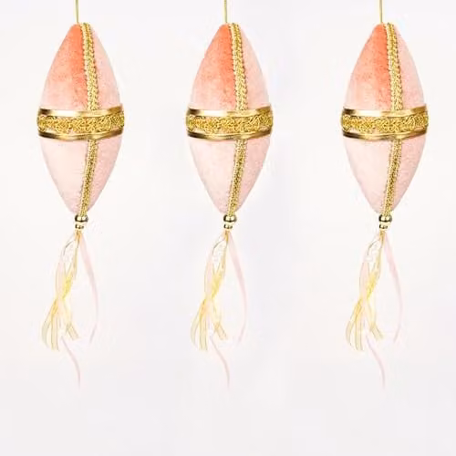 Shatchi 3-Piece Pink Nut Bauble Christmas Tree Hanging Decorations, H 30 cm x W 7 cm – 1