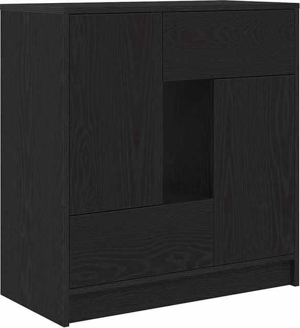 Berkfield Home Modern Sideboard with Drawers and Doors in Black Oak, W/D/H: 70.5 x 34 x 74.5 cm – 1