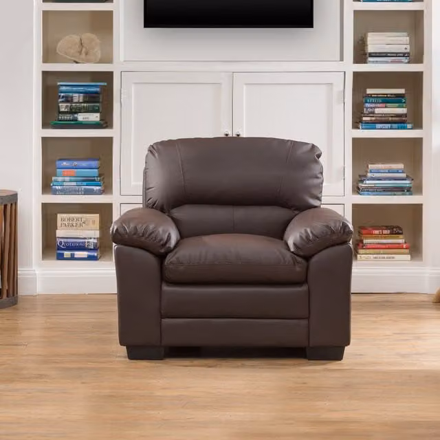 Artemis Home Ltd Genoa Armchair in Brown Synthetic Leather with Solid Wood Frame