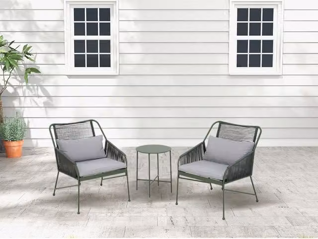 Outdoor Essentials Murcia Rattan Bistro Set in Green