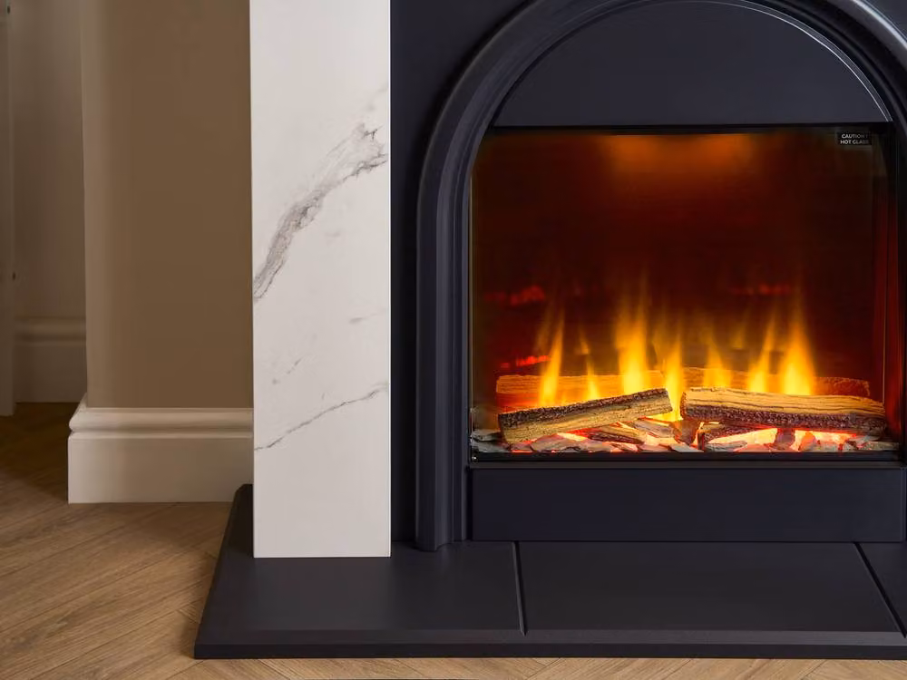 Adam Fires & Fireplaces Burlington 43 Inch Electric Suite in White Carrara Marble Effect – 4