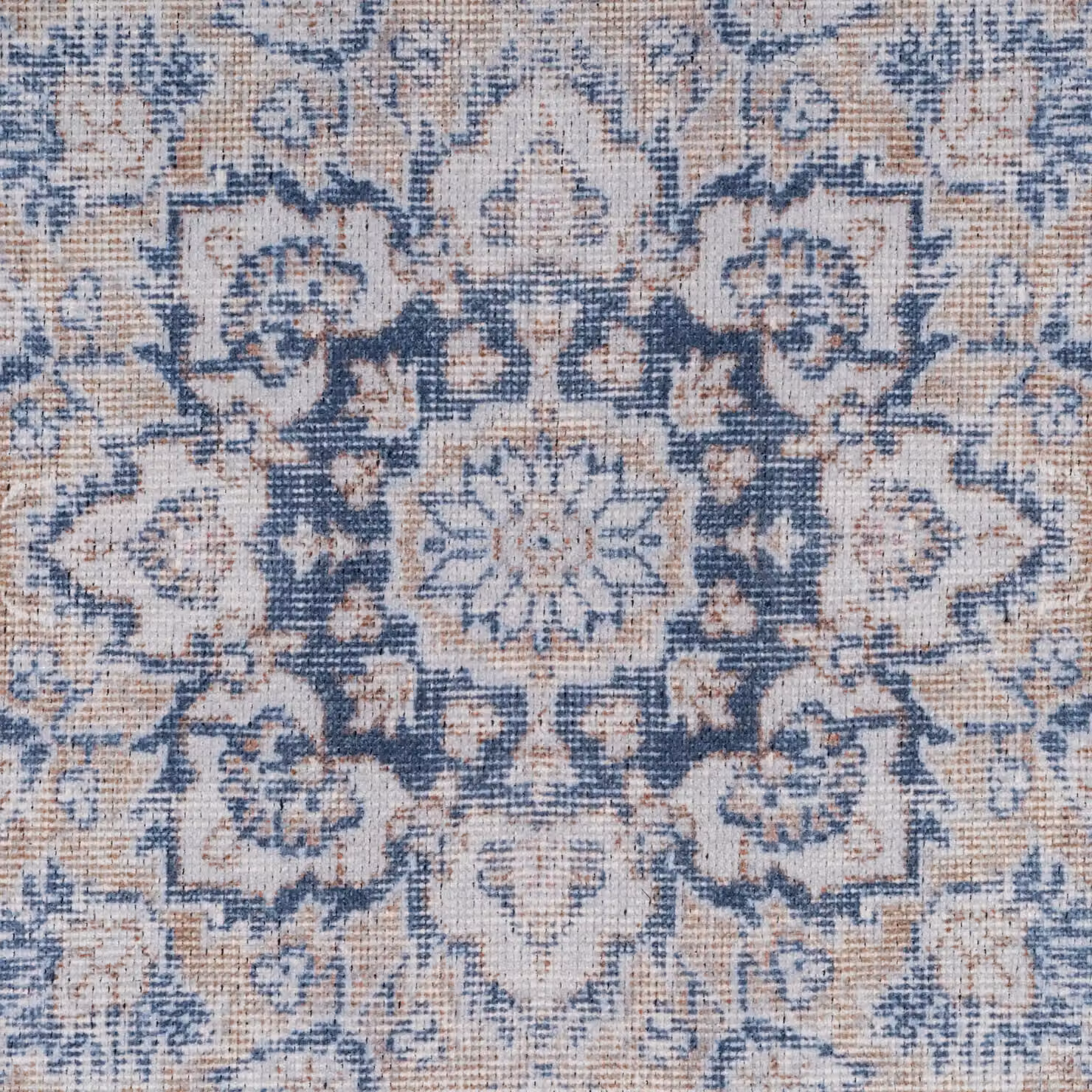 Kukoon Vintage Medallion Low Pile Rug in Denim Blue, Non-Slip and Washable, W: 240 cm, D: 330 cm – 1