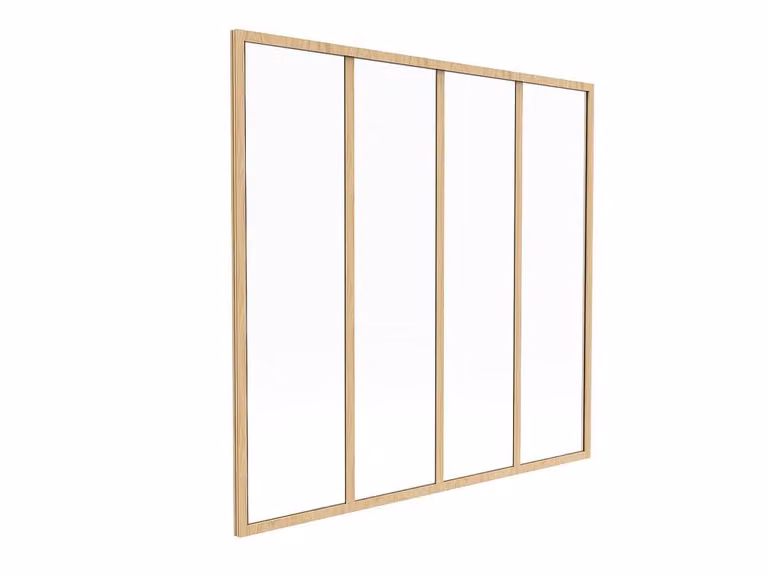 Vente-unique Industrial-Style Glass Partition in Powder-Coated Aluminium, Light Oak and Brown, W/H: 120 x 105 cm