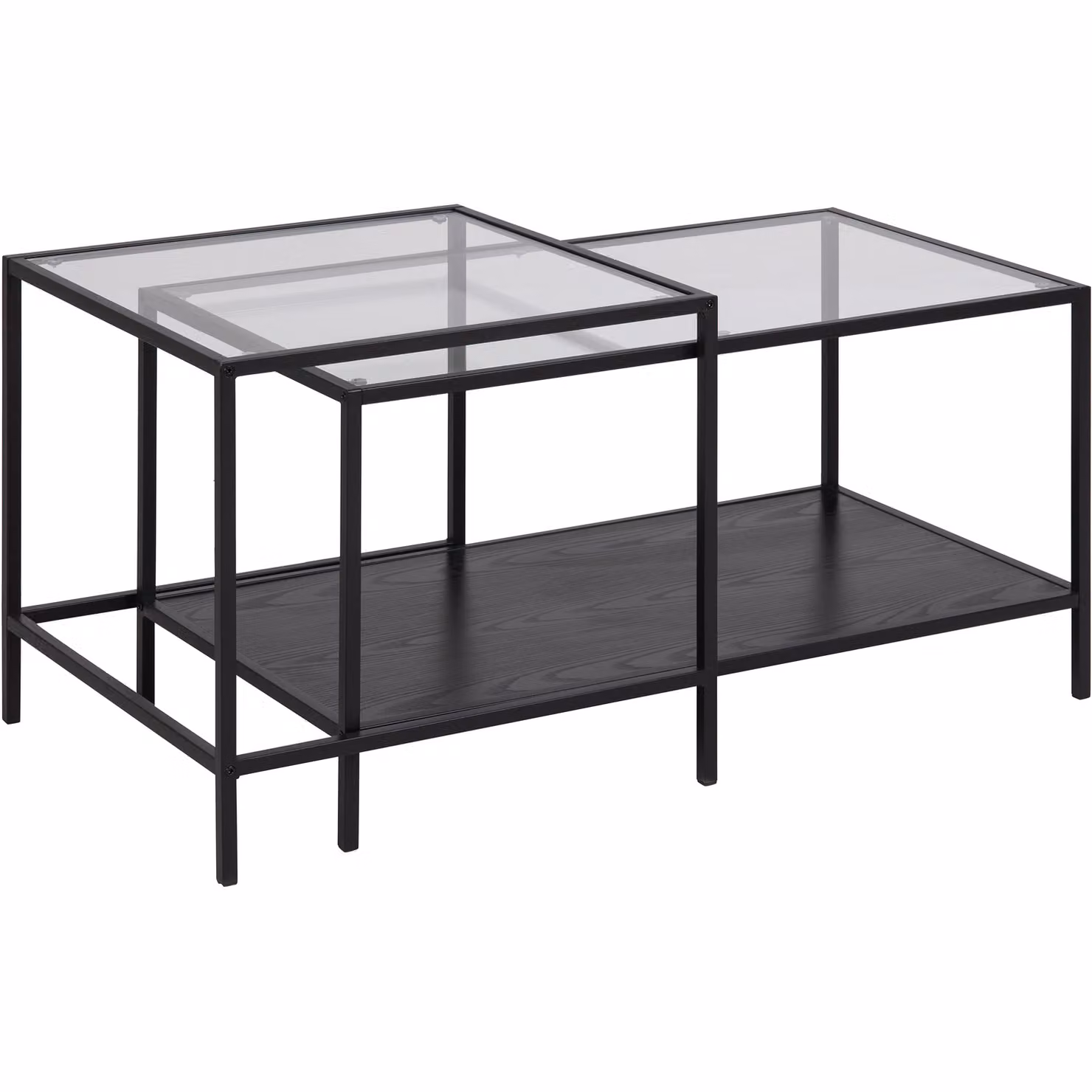 Furniture To Go Seaford Black Metal and Glass Coffee Table Set with Rectangular Nested Tops – 2