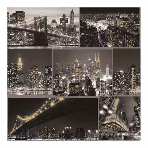 Fresco City at Night Black and White Cityscape Wallpaper – 1