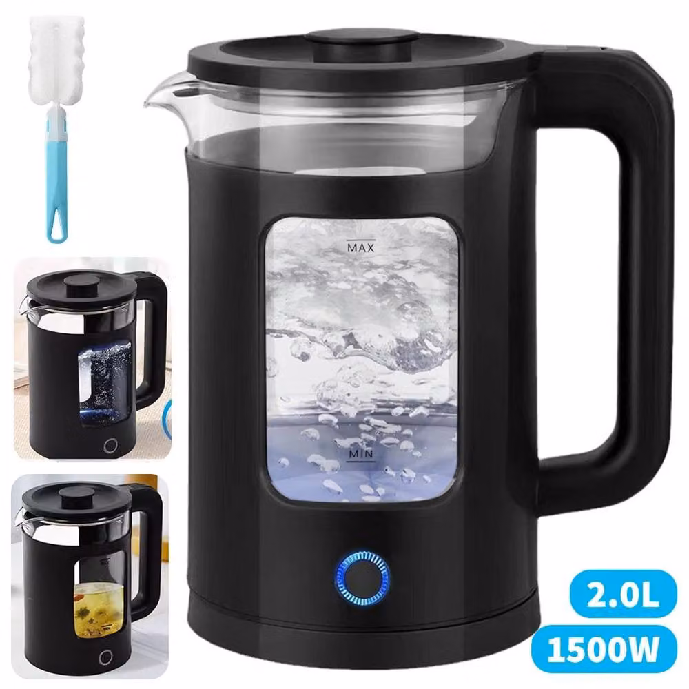 NESTLUNE 2L 1500W Glass Electric Fast Boil Kettle with 360 Degree Base in Black – 5