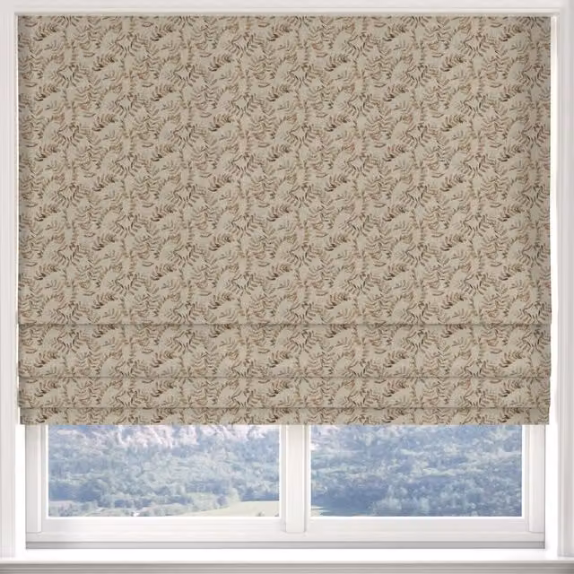 Ante Decor Lamina Made to Measure Roman Blind Umbre in Beige and Brown Floral Blackout Textile