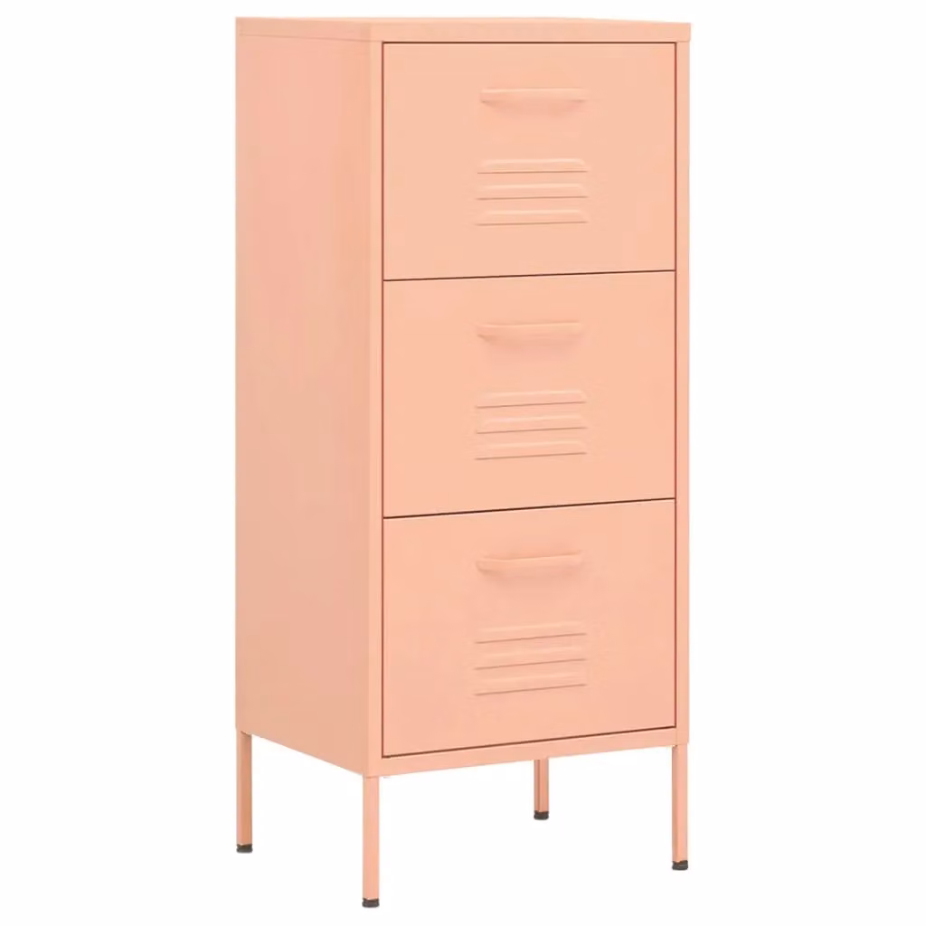 Berkfield Pink Metal Home Storage Cabinet W/D/H: 42.5 x 35 x 101.5 cm – 2