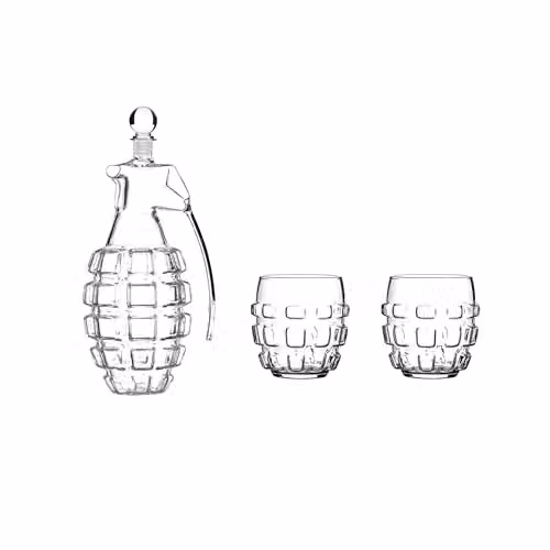 Bar Bespoke Grenade Glass Decanter Set with Stopper, Transparent – 3