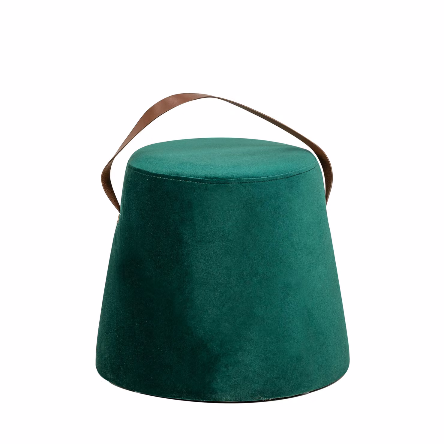 Nordlys Salon Pouf with Handle in Green Velvet and Faux Leather – 3