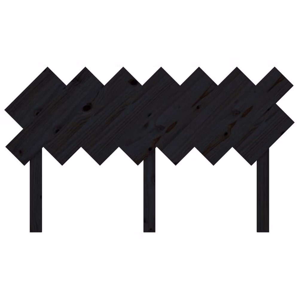 Berkfield Home Black Solid Pine Wood Bed Headboard, W: 141 cm, D: 3 cm, H: 80.5 cm – 3