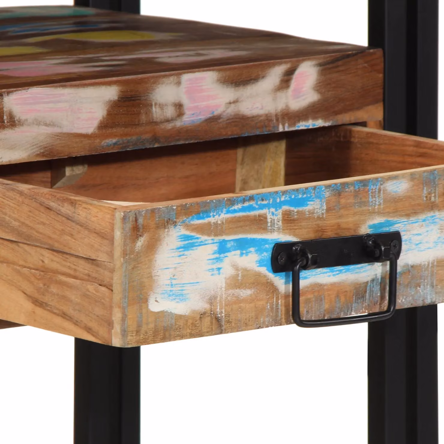 Berkfield Home Multicolour Nested End Tables in Brown, Made from Solid Reclaimed Wood and Metal, W/D/H: 90 x 33 x 75 cm – 5