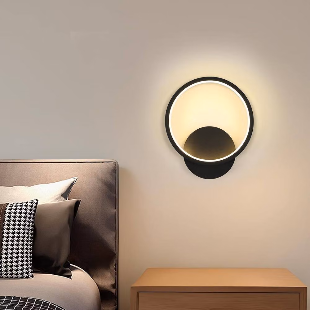 Goeco Modern Round LED Indoor Wall Light, Black, Diameter: 20 cm, 12W, 3000 K Warm White – 2