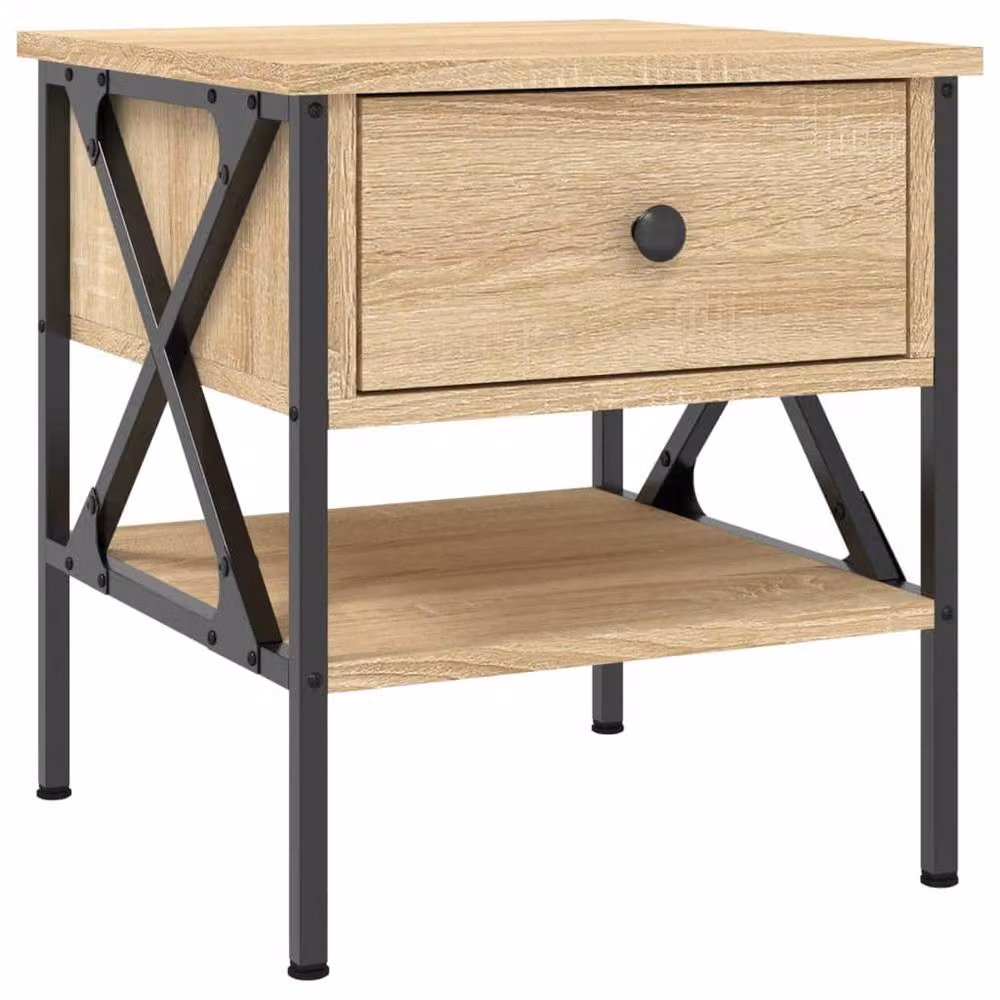 Berkfield Home Sonoma Oak Bedside Table in Brown, W/D/H: 40 x 42 x 45 cm – 3