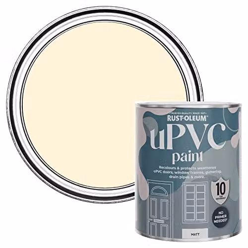 Rust-Oleum Water-Based uPVC Door and Window Paint in Matt Clotted Cream, Beige and White, 0.75 l