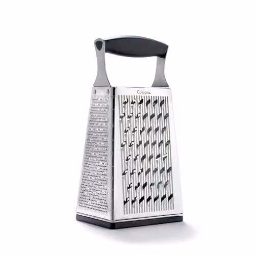 Cuisipro Stainless Steel Silver 4-Sided Rectangular Box Grater with Non-Slip Base