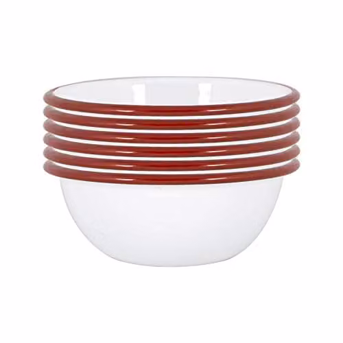 Argon Tableware Enamel Pasta Bowls, Pack of 6, Red, Diameter: 16 cm – 1