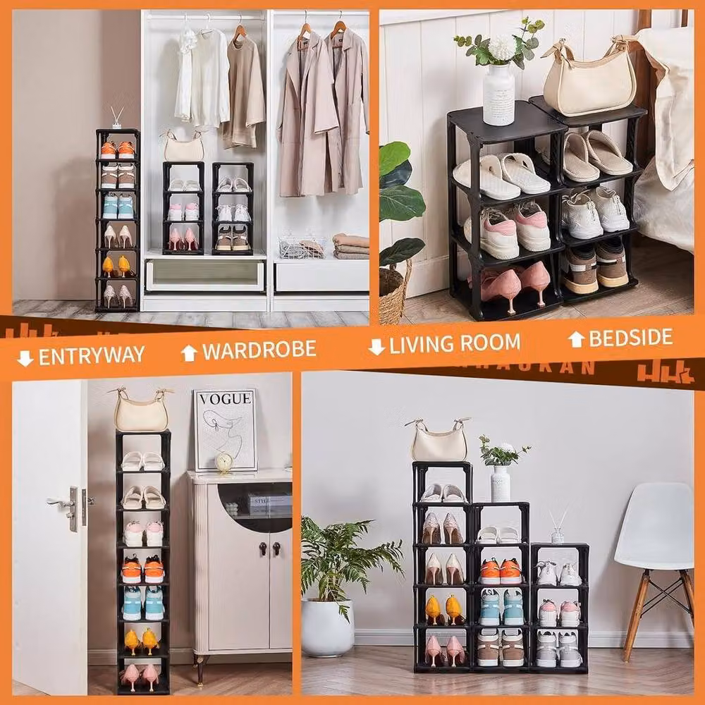 Kelvenix Black 6 Tier Narrow Vertical Shoe Rack – 3