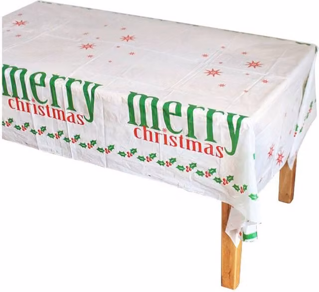 KDMD White Rectangular Disposable Christmas Party Tablecloth – 1