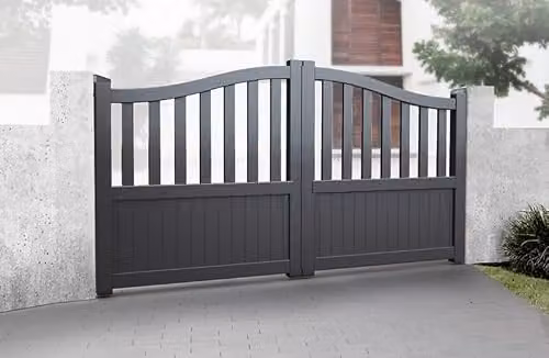 Buttercup Farm Grey Double Swing Gate, Semi-Transparent Aluminium W/D/H: 325 x 2 x 180 cm