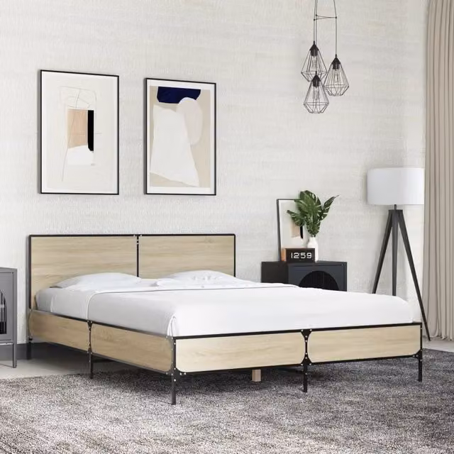 Berkfield Home Sonoma Oak Small Double Bed Frame in Brown, W/D/H: 120 x 190 cm – 1