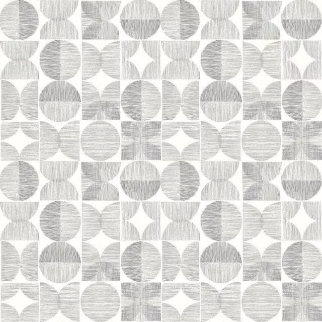 Arthouse Geometric Retro Circle Light Mid Grey Sketch Effect Wallpaper 902402 in Silver