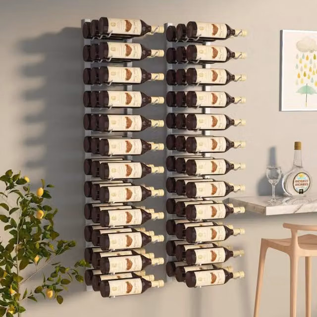 Berkfield Home Wall Mounted White Lacquered Metal Wine Rack for 36 Bottles, 2 Pack – 1