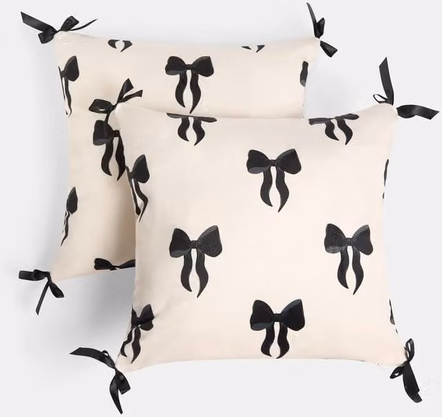 OHS Monochrome Bow Print Square Cushion Covers, Pack of 4, W: 45 cm